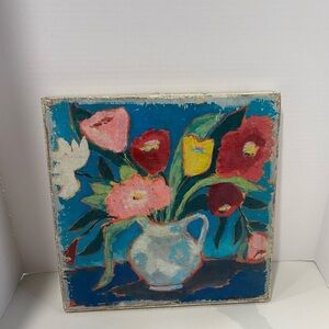 Creative Co-op Florals in Vase Can as Wall Decor by Little E Studio